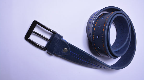 Dark Blue Leather Belt b-03c